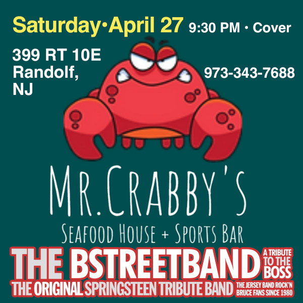 Sat. April 27  –   Mr. Crabby’s Randolph, NJ